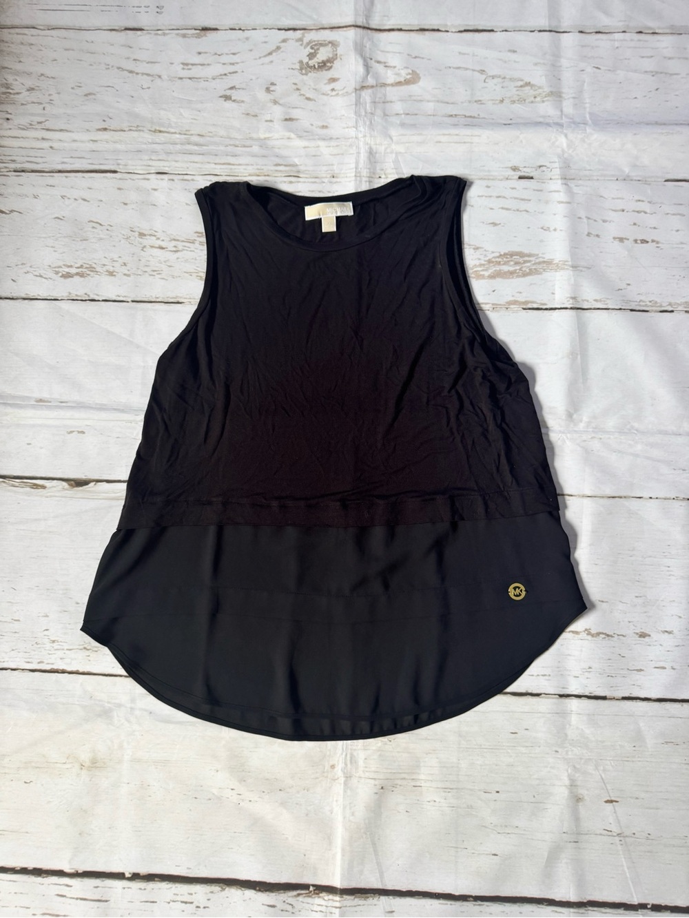Michael Kors Black Two-Tone Layered Hem Tank VGUC